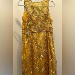 Beautiful beaded Sue Wong dress in gold on gold. Size 12.